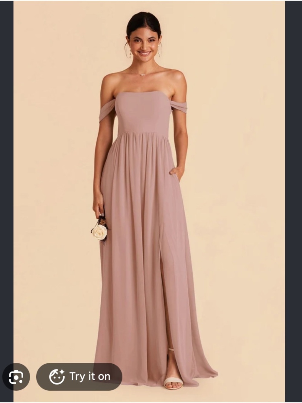 Birdy Grey Dusty Rose Off-Shoulder Maxi Dress